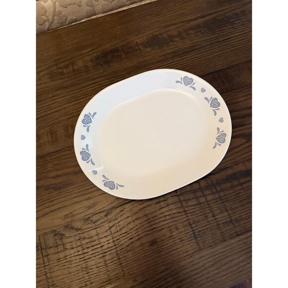 Corelle BLUE SPONGE HEARTS Oval Platter - 12 1/4” x 10” - Picture 2 of 9